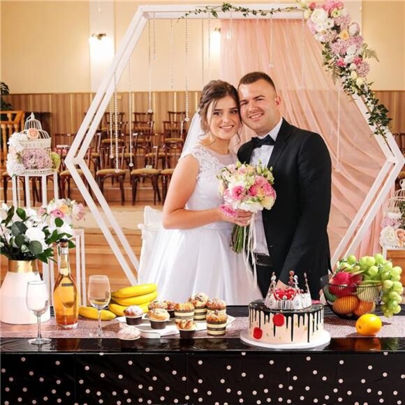 Tablecloth and Sequin Table Runner Set Polka Dots Confetti Table Cover Dining - Picture 5 of 7